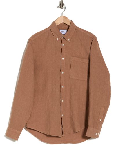 NN07 Arne 5706 Linen Oxford Shirt - Brown