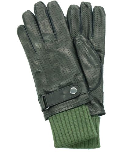 Portolano Knit Cuff Leather Gloves - Green