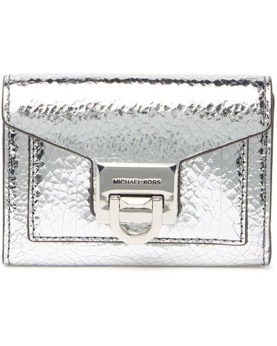 MICHAEL Michael Kors Manhattan Small Crackled Metallic Leather Wallet