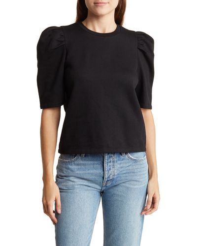 Melrose and Market Puff Short Sleeve Fleece Sweatshirt - Black