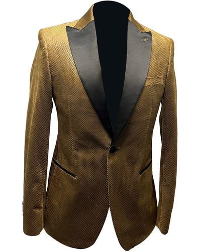 Ike Behar Velvet Peak Collar One-button Jacket - Green