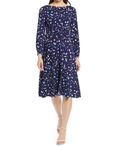 Harper Rose Ruched Long Sleeve Dress - Blue
