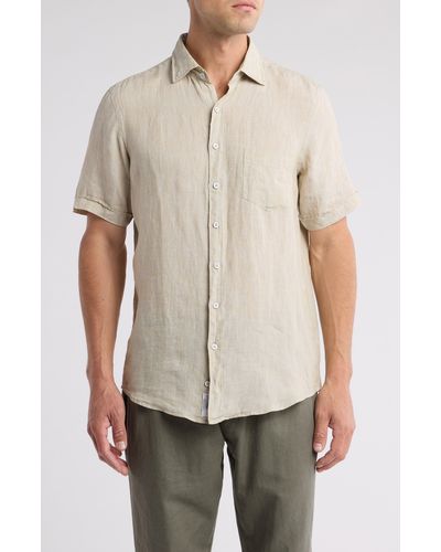 Rodd & Gunn Waiheke Original Fit Short Sleeve Linen Button-up Shirt - Natural