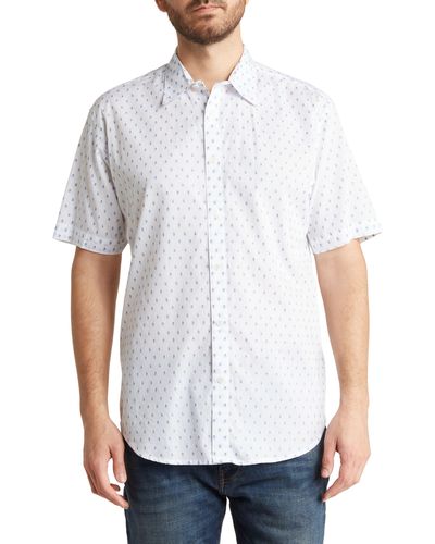 COASTAORO Yarn Dye Cotton Button-up Shirt - White