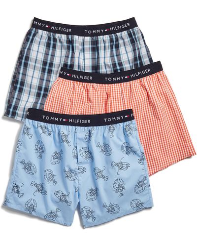 Tommy Hilfiger Assorted Pack Of 3 Cotton Boxers - Blue