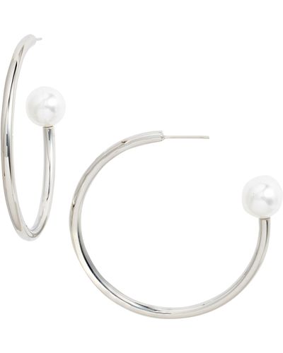 THE KNOTTY ONES Pearly End Hoop Earrings - White