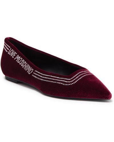 Love Moschino Embellished Pointed Toe Flat In Velluto Bordeaux At Nordstrom Rack - Multicolor
