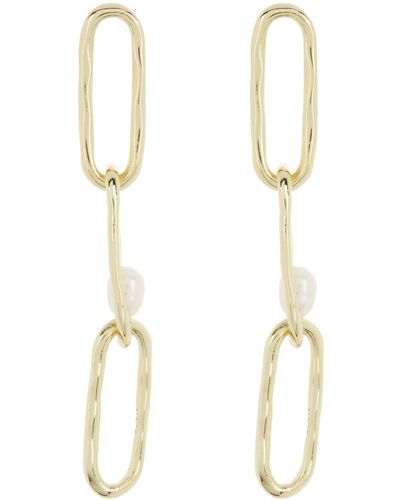 Argento Vivo Sterling Silver Imitation Pearl Link Drop Earrings - White