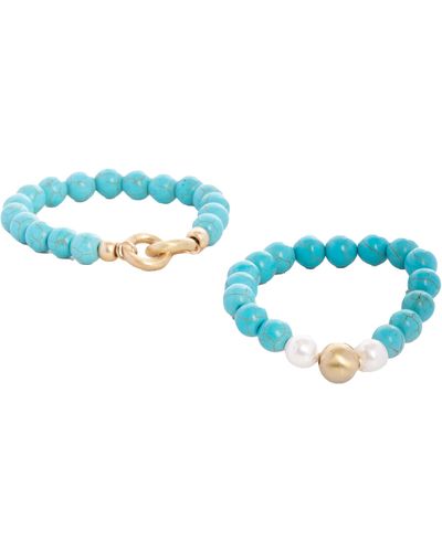 Saachi Set Of 2 Eternity Stretch Bracelets - Blue