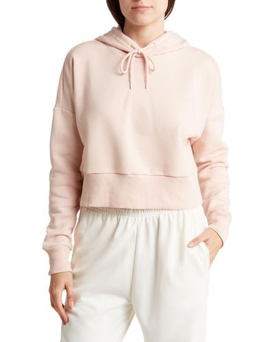 90 Degrees Brushed Knit Cropped Hoodie - White