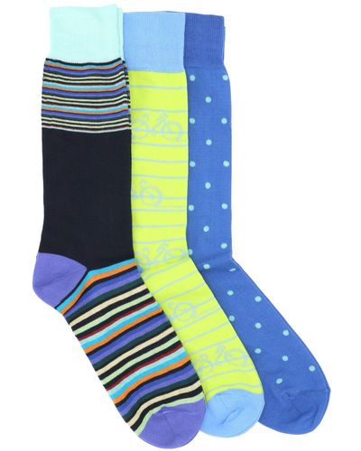 Lorenzo Uomo Cotton Blend Crew Socks - Blue