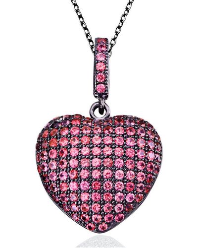 Suzy Levian Cz Heart Pendant Necklace - Red