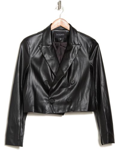 Lucy Paris Faux Leather Crop Jacket In Black At Nordstrom Rack