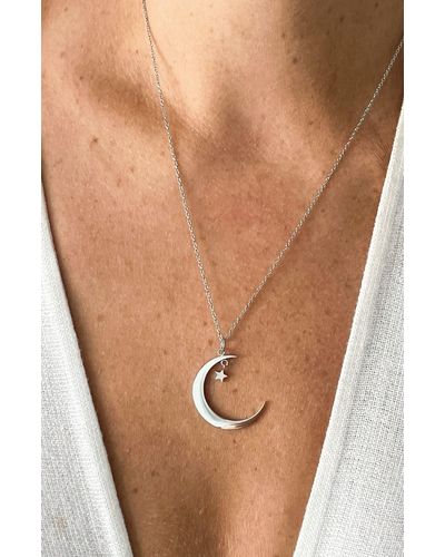 Adornia Hanging Moon & Star Pendant Necklace - Natural