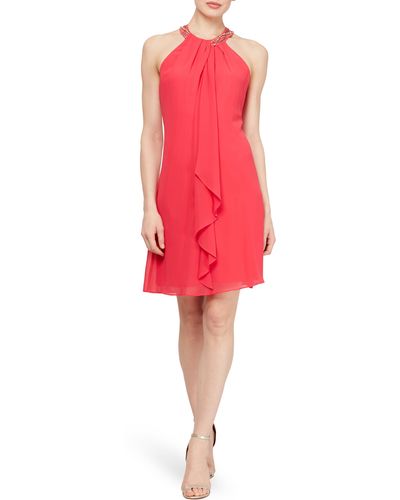Sl Fashions Embellished Halter Dress - Red
