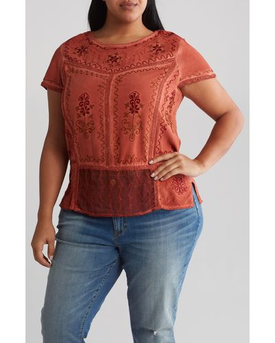 Forgotten Grace Mineral Wash Embroidered Top