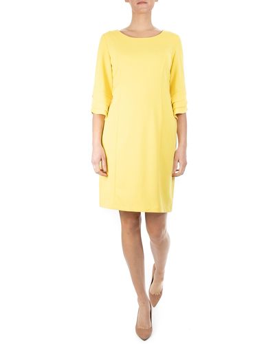 Nina Leonard Tiered Sleeve Shift Dress - Yellow