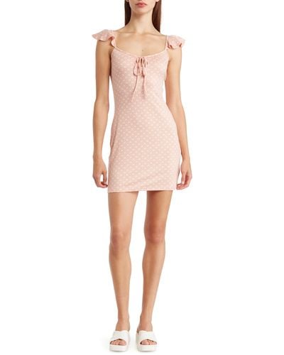 GOOD LUCK GEM Mioni Patterned Cap Sleeve Body-con Dress - Pink
