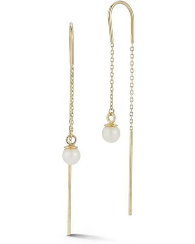 Ember Fine Jewelry 14k Gold Cultured Pearl Threader Earrings - White
