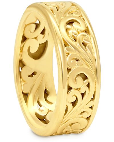DEVATA 18k Yellow Gold Plated Sterling Silver Bali Ring - Metallic