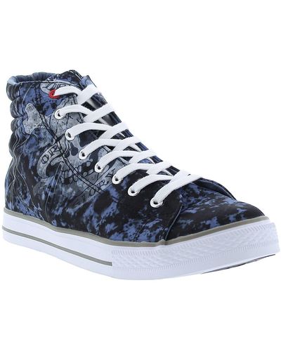 Ed Hardy Graphic High Top Sneaker - Blue