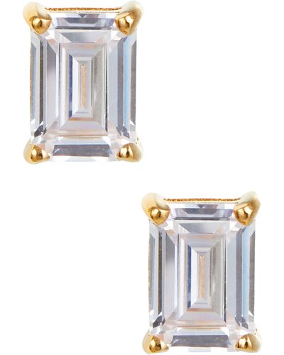 Savvy Cie Jewels Vermeil Sterling Silver Emerald Cut Cz Box Stud Earrings - White