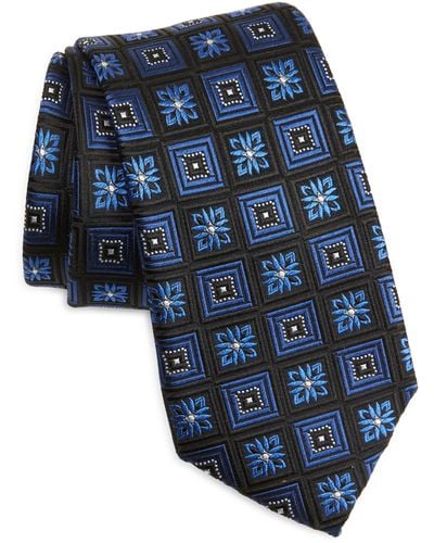 Duchamp Geometric Silk Tie - Blue