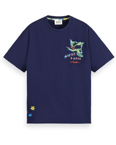 Scotch & Soda Swan Graphic T-shirt - Blue