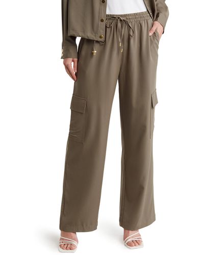Ellen Tracy High Waist Cargo Pants - Brown