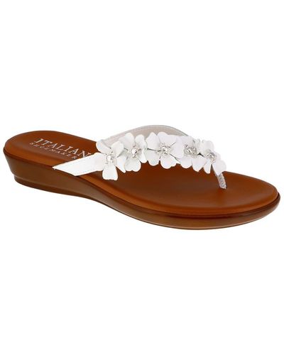 Italian Shoemakers Emina Floral Flip Flop - White