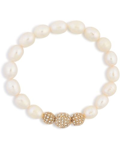 Tasha Imitation Pearl & Crystal Beaded Bracelet - White