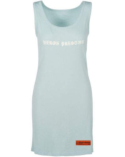 Heron Preston Gothic Logo Cotton Tank Dress - Blue