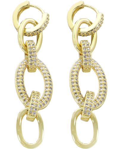 Panacea Pavé Crystal Hoop Link Earrings - Metallic