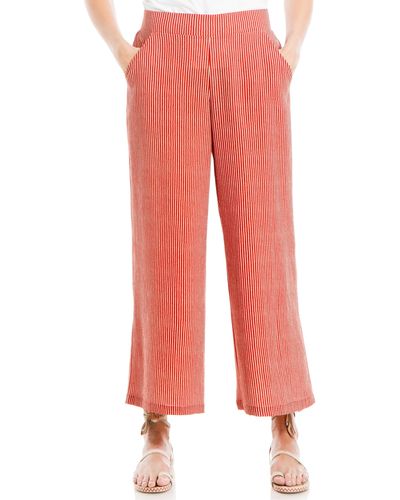 Max Studio Crop Wide Leg Crepe Pants - Red