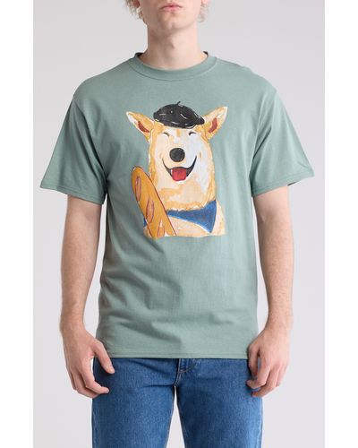 Altru French Dog Cotton Graphic T-shirt - Gray