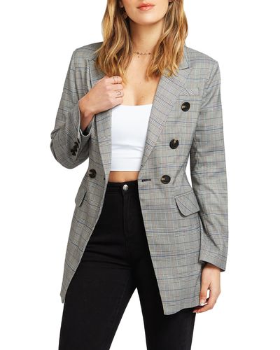 Belle & Bloom Too Cool For Work Plaid Blazer - Gray
