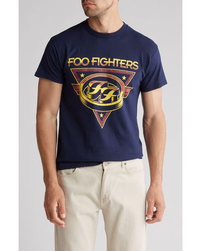 Merch Traffic Foo Fighters Cotton Graphic T-shirt - Blue
