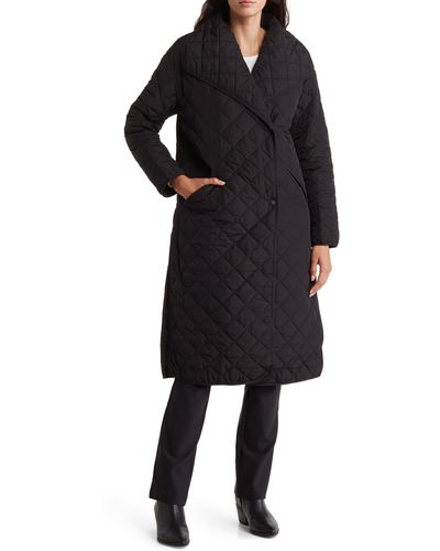 Donna Karan Quilted Sleeping Bag Puffer Coat - Black