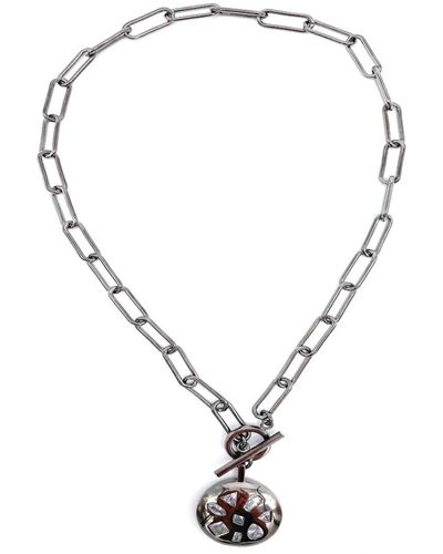 Adornia Fine Mixed Cz Pendant Paper Clip Chain Toggle Necklace - Metallic
