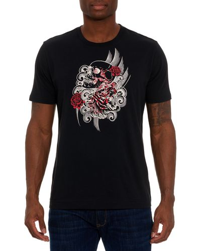 Robert Graham Tiger Skull Cotton Graphic T-shirt - Black