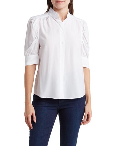 Rachel Roy Short Sleeve Boyfriend Button-up Shirt - White