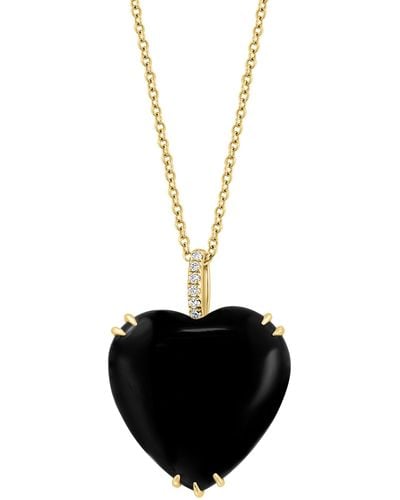 Effy 14k Yellow Gold Diamond Onyx Heart Pendant Necklace - Black