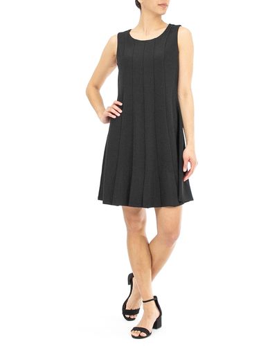 Nina Leonard Sleeveless Pleated Crepe Dress - Black