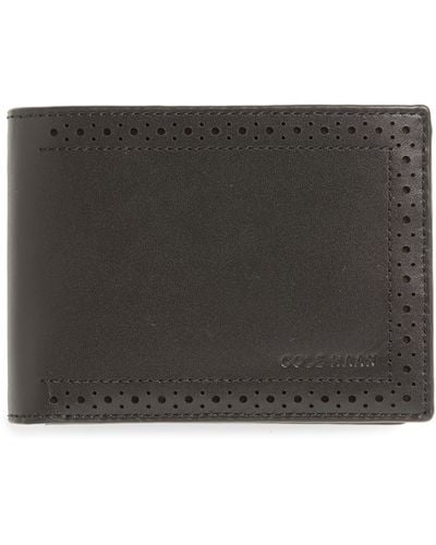 Cole Haan Brogue Leather Passcase - Gray