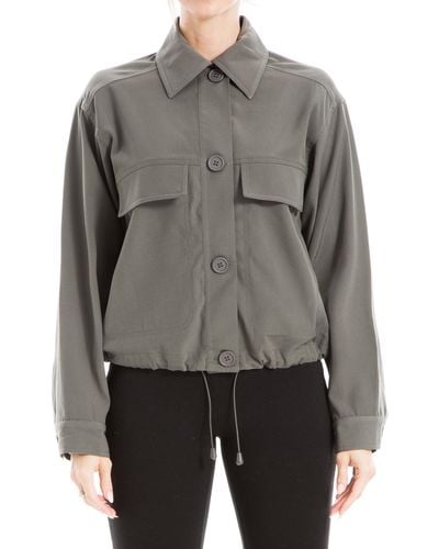 Max Studio Twill Utility Shirt Jacket - Gray