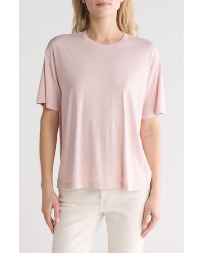 AG Jeans Oversized Fit Crewneck Cotton T-shirt - Pink