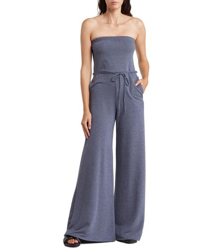 Go Couture Strapless Tube Jumpsuit - Blue