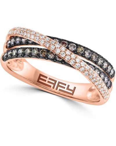 Effy 14k Rose Gold Diamond Crossover Band Ring - Metallic
