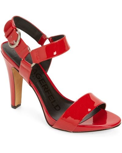Karl Lagerfeld Cieone Ankle Strap Sandal - Red