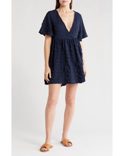 Nordstrom Textured Tunic Cover-up Dress - Blue